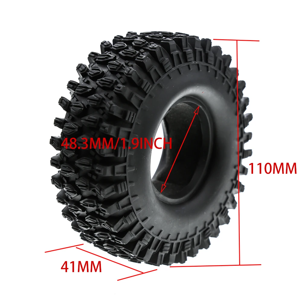 

2pcs 1.9inch Rocks Tyres Tire Rubber Wheel Tire for 1:10 RC Rock Crawler TRX4 Bronco D90 D110 Axial scx10 90046 RC4WD CC01 TF2