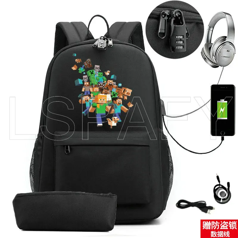 Рюкзак с тиле MINECRAFT мальчиков Для мужчин Sac A Dos Para Hombre игра рюкзаки замком на