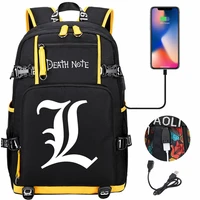anime death note backpack men women large capacity school bag laptop bag waterproof multifunction usb charging travel backpack