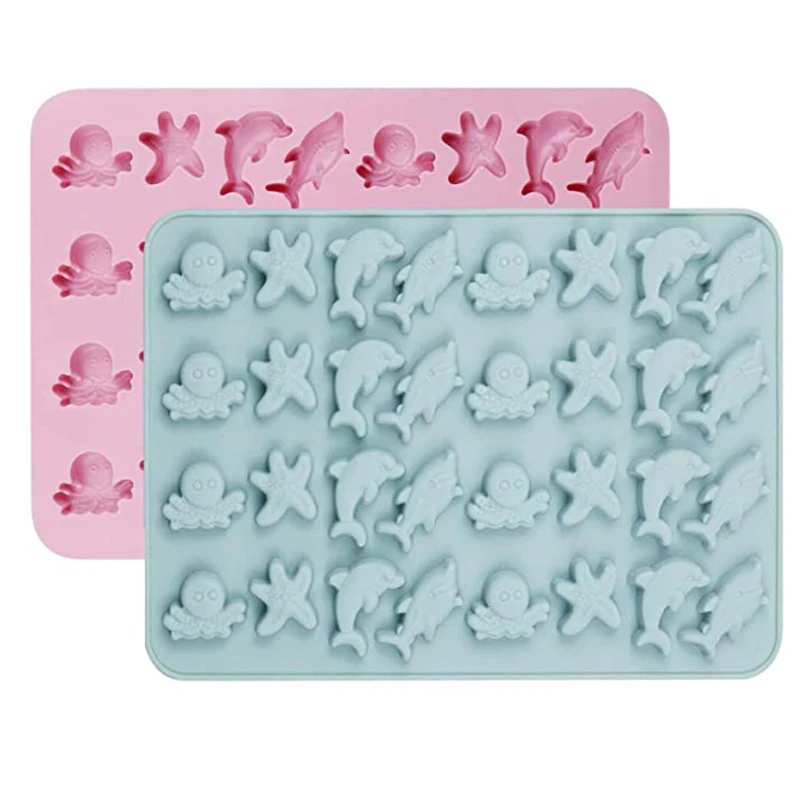 

Under The Sea Animal Gummy Silicone Mold Starfish Dolphin Octopus Shark Hard Candy Chocolate Fudge Ice Cube Mould