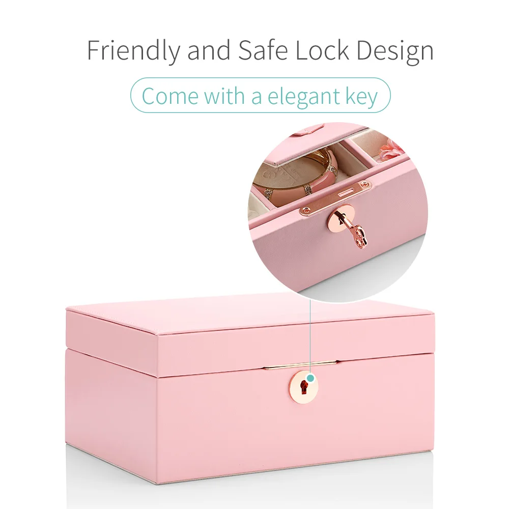 Vlando шкатулка Lockabl Подарочный лоток для ювелирных изделий большой емкости зеркальный с ключом, мягкая деревянная декоративная коробка из искусственной кожи(зеленый павлин