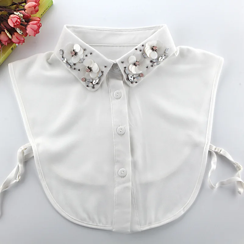 

Linbaiway White Women Chiffon Fake Collars Detachable Collar Femme Removable False Collars Half Shirt Top Neckwear Accessories