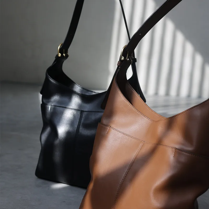 

Сумка-тоут женская из натуральной кожи, модный саквояж на плечо, вместительный мессенджер