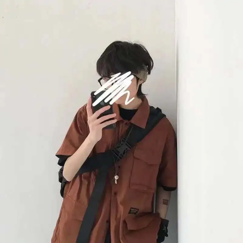 

Рубашки-карго мужские, в японском ретро стиле, с короткими рукавами, свободные, с несколькими карманами, 2021, для лета, M-2XL