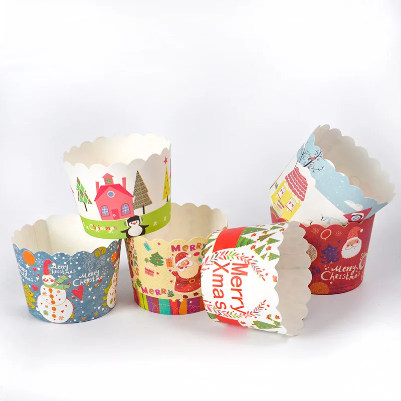50Pcs/Lot Muffins Cup Paper Cupcake Christmas Wrappers Bakery Cups Cases Muffin Boxes DIY Cake Tools Kitchen Baking Supplies | Дом и сад