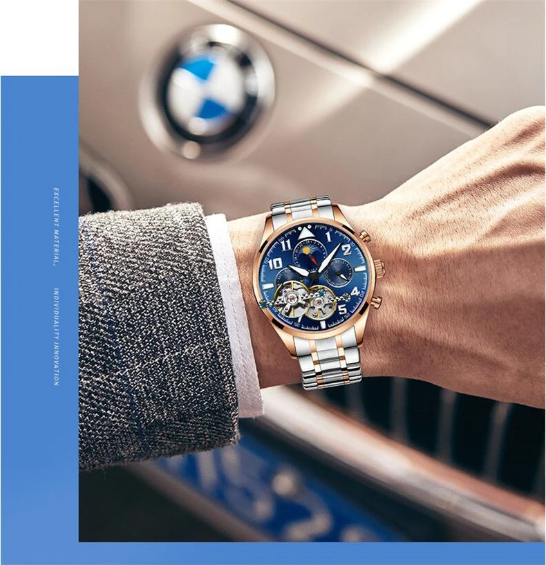 AILANG Tourbillon часы мужские модные автоматические мужские s часы лучший бренд класса люкс повседневные из нержавеющей стали водонепроницаемые механические часы мужские