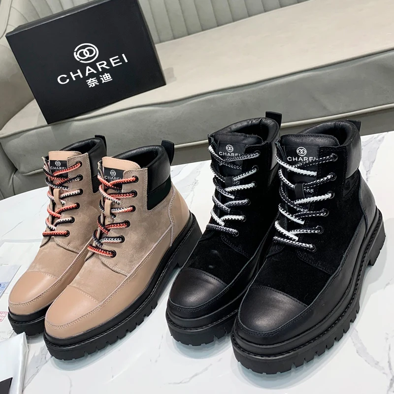 Модные кожаные полусапожки во французском стиле Подкладка из овечьей кожи