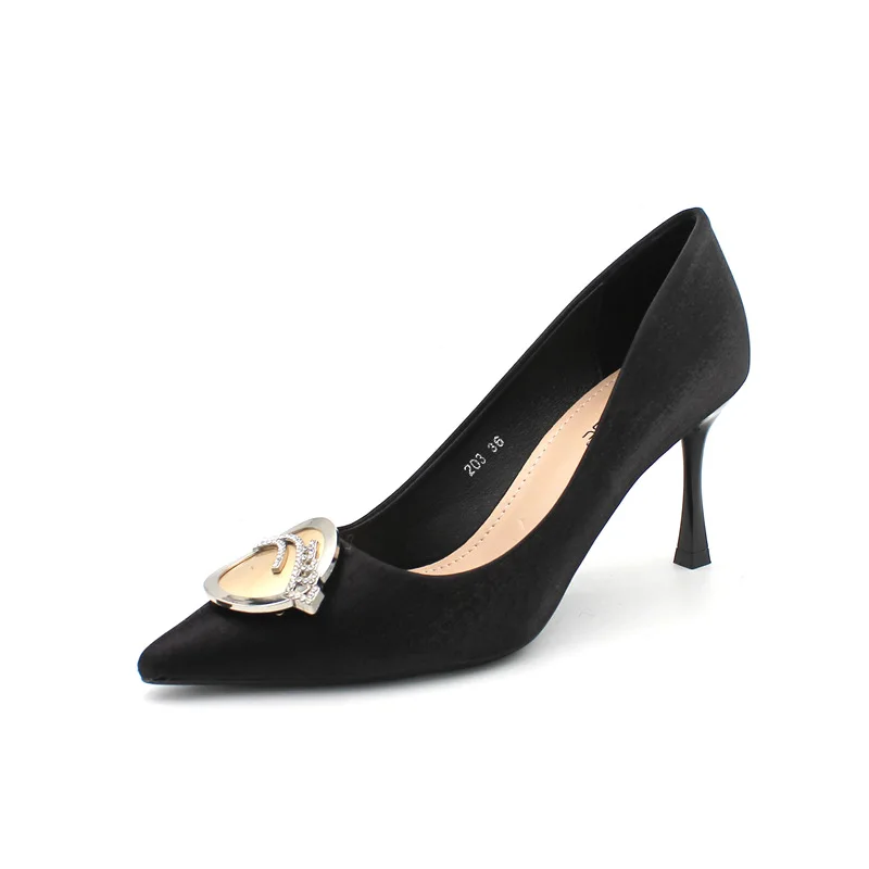 

shoes Black high heels women's shoes high heels rhinestone all-match pointed