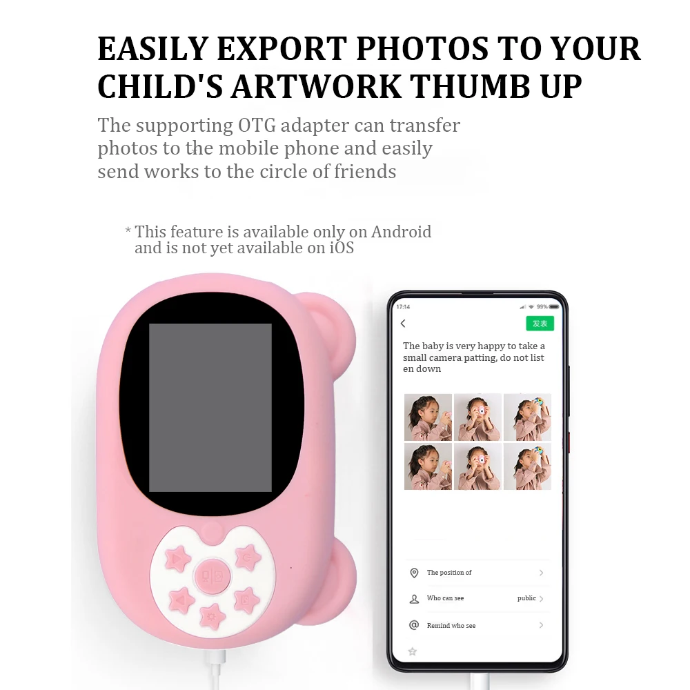 

Instant Print HD 1080P Children Camera Dual Lens Cartoon Selfie Camera For Children Christmas Birthday Gift With 3 Print Paper