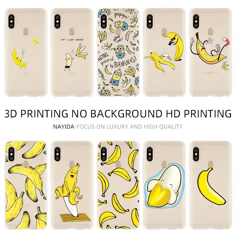 Мягкий чехол для Xiaomi 10 8 A2 A3 Cc9 Lite Mi 9se A1 6X 5X Note Pro Banana Art|Бамперы| |