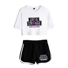 Женский костюм с принтом New Life Is странный, комплект из двух предметов, Повседневная футболка + шорты, милый костюм с шортами для девочек, Y2K, летняя одежда