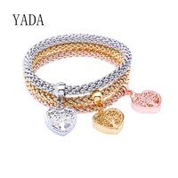 yada gifts 3pcs romantic love heart shape braceletsbangles charm for women friendship bracelet casual jewelry bracelet bt200110