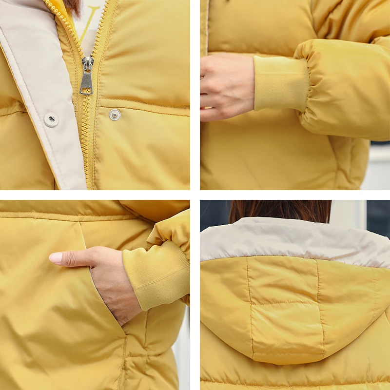 

6 Colors Available Winter Down Coat For Women Loose Hooded Female Padded Jacket Short Solid Ladies Puffer Jacket