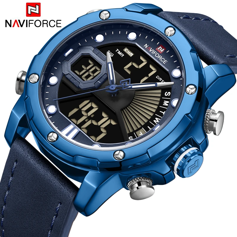 

NAVIFORCE Luxury Brand Watches Men Quartz Watches Men's Fashion Auto Date LED Dual Display Wristwach Drop Shipping Reloj Hombre