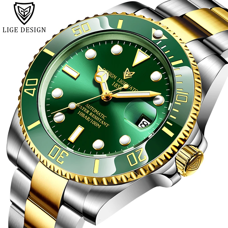 Часы наручные LIGE Мужские кварцевые Брендовые спортивные Роскошные