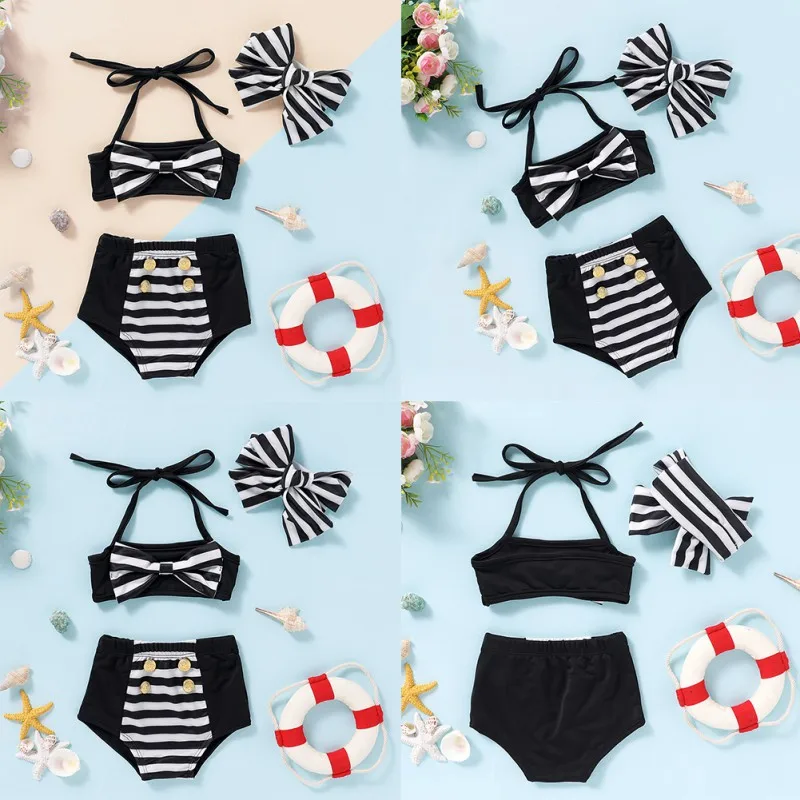 3 шт./комплект детский летний купальник в полоску|Купальные костюмы| |