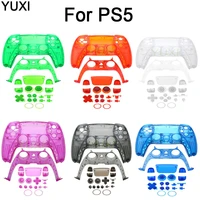 yuxi 1set translucent colour cover for ps5 protective shell case coverfull set button key for ps5 console accessories