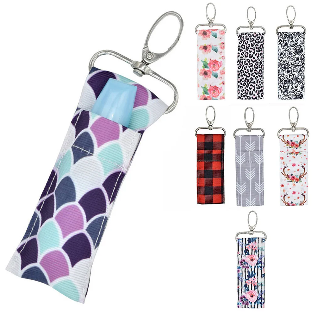 Сумка для хранения держатель губной помады сумка кольцо ключей зажим с принтом