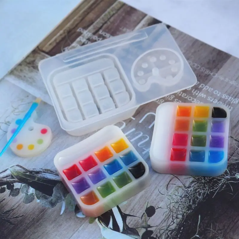 

Pigment Brush Paint Tray Box Keychain Pendant Resin Casting Mold Jewelry Tools 85LB