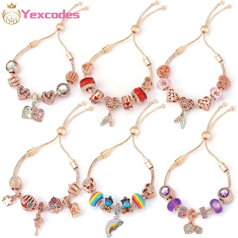 

Yexcodes Rose Gold charm Lady Charm Bracelet Size Adjustable Brand Women Gift Cross-border Supply Fine Gifts