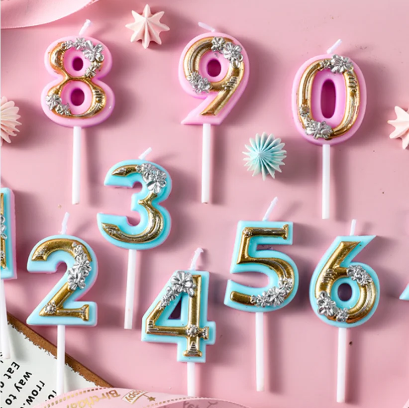 Выпечка мультяшный Цвет Цветок цифры Декор свечи на свадьбу дети с днем рождения