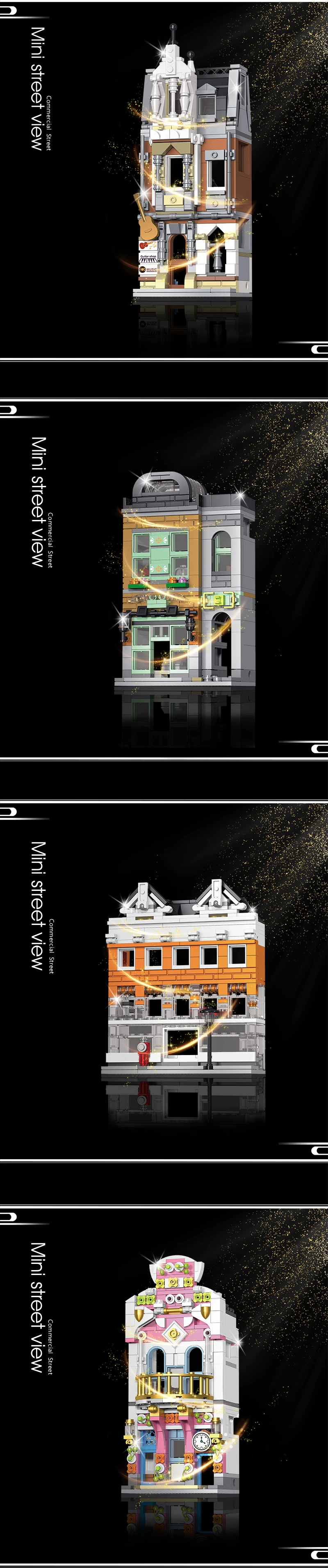 

New 1130Pcs 4 In 1 Europe Street View Mini Model Sets Building Blocks Bricks Gifts Toys for Kids Children Technical Friends