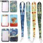 MD142 DMLSKY Vangogh Стиль шнурки брелок для ключей со значком ID мобильный телефон, кольцо для ключей, держатель для Для женщин мужчин шейные платки в стиле сделай сам; Одежда для карт из искусственной кожи