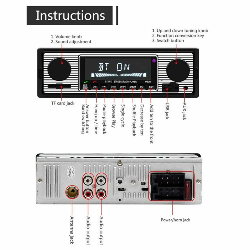 Винтажный автомобильный Bluetooth fm-радио MP3-плеер Стерео USB AUX классический автомобильный стерео аудио OLED цветной экран Автомобильный музыкальный медиаплеер
