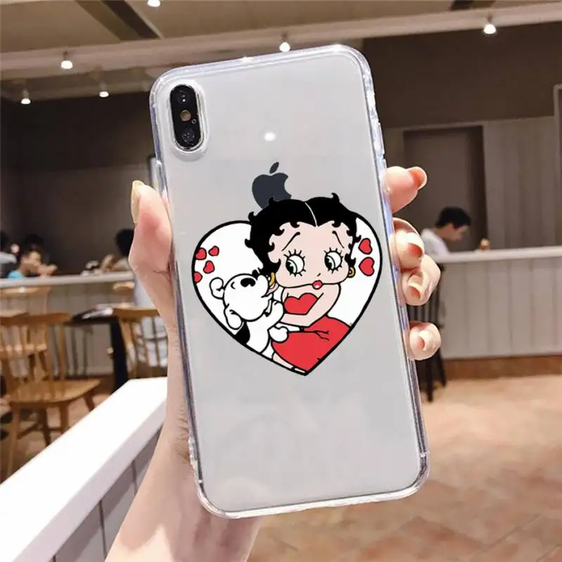 

Betty boop sexy cartoon girl Phone Case Transparent soft For iphone 5 5s 5c se 6 6s 7 8 11 12 plus mini x xs xr pro max