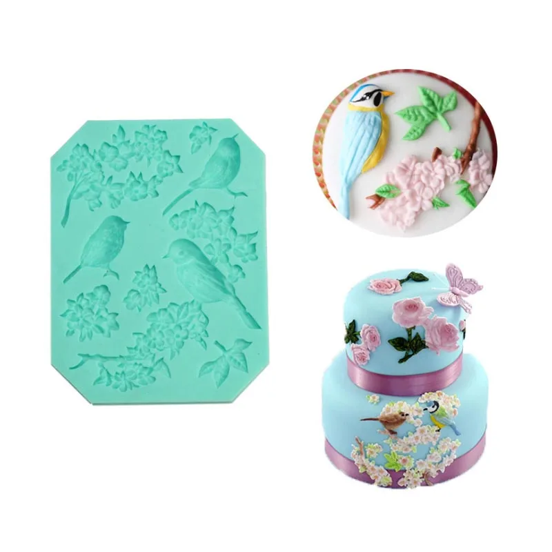 Сливовый цветок силиконовая форма для сахарных изделий птицы выпечки свадебный