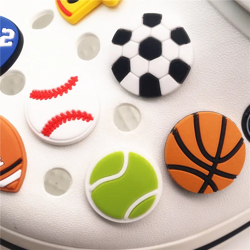 1pc PVC Sports Style Shoe Decoration Basketball/Soccer/Tennis/Baseball/Football Model Shoe Charms Accessories for croc jibz Kids