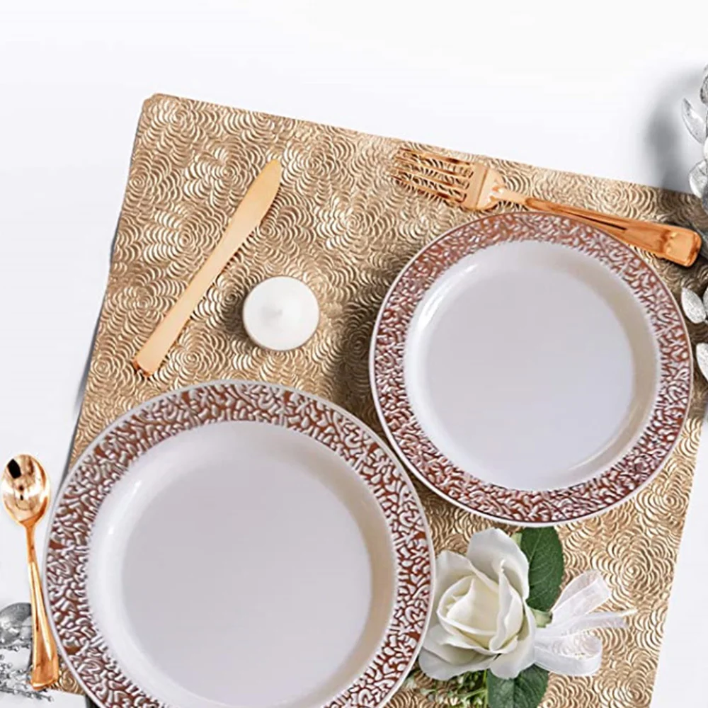 Элегантные пластиковые тарелки одноразовые Свадебные блюда розовое