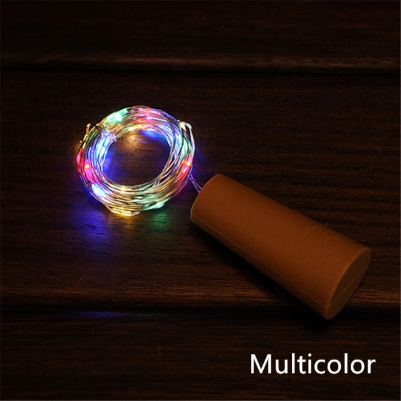 Multicolor-6Pcs 6 шт., винные светильники-пробка, 20 светодиодный, серебряная медная проволока, гирлянда, сказочные гирлянды для DIY, вечерние, рождественские, свадебные, домашний декор - Испускаемый цвет: Multicolor-6Pcs