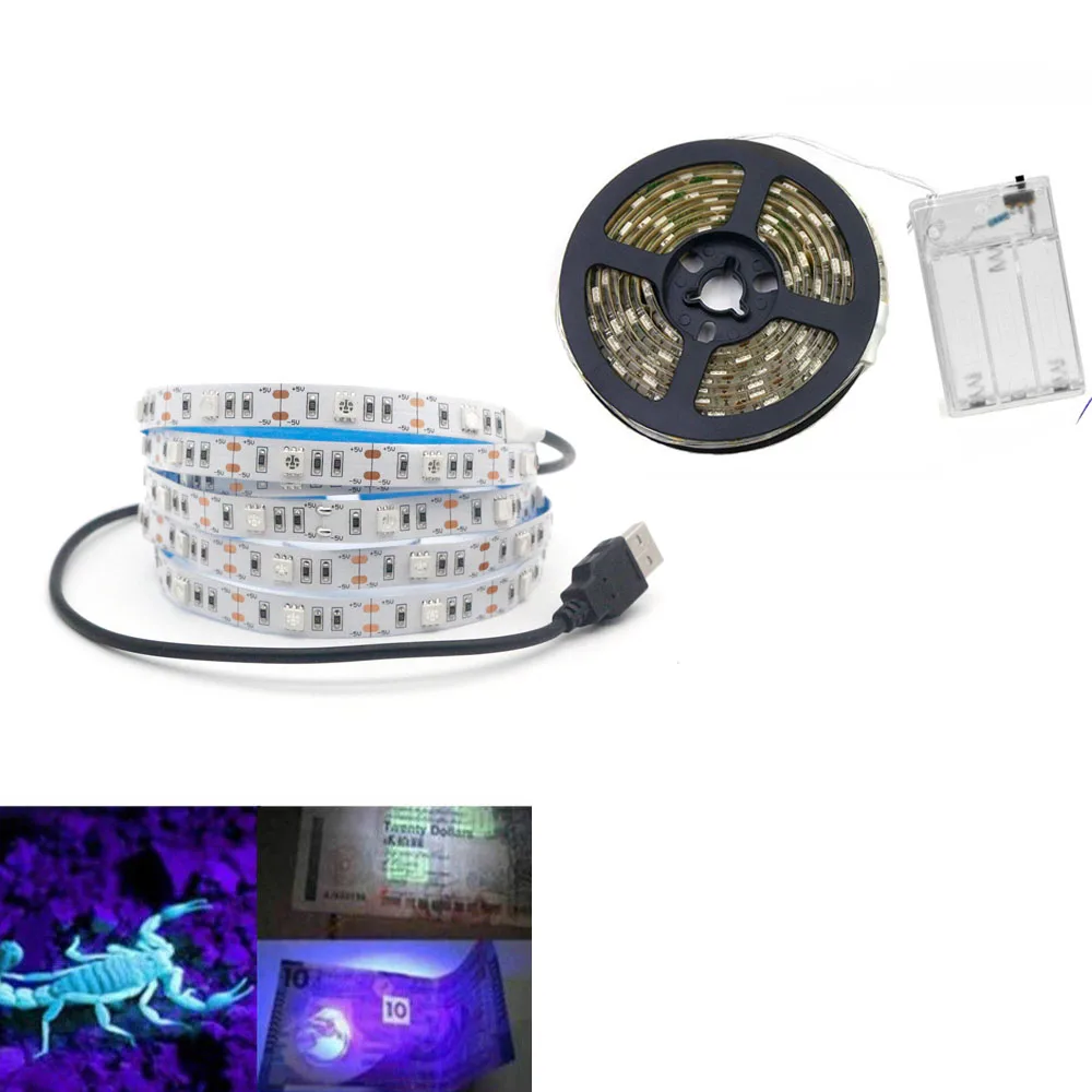 Ультрафиолетовая Светодиодная лента 5 В 5050 SMD с аккумулятором | Освещение