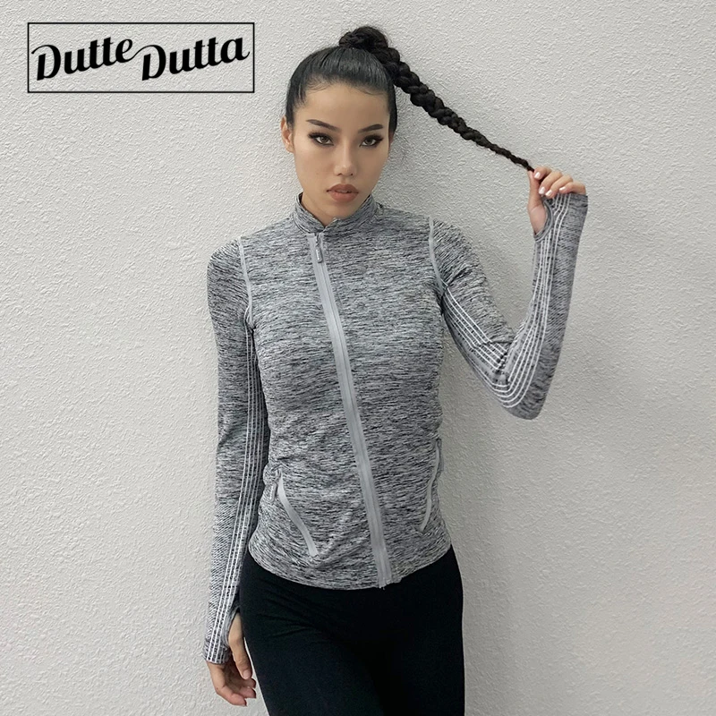 2019 женские рубашки для йоги на молнии спереди с длинным рукавом топ спортивная одежда Быстросохнущий