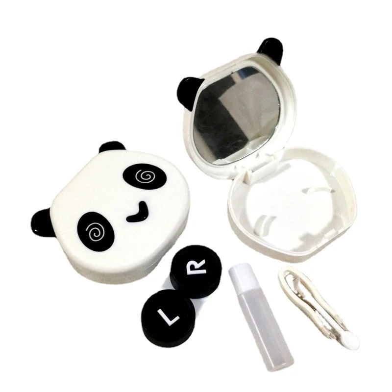 

A hot white panda frame contact lens case a portable contact lens case gift