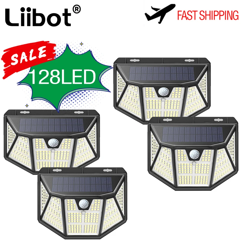 

Светильник Личная лампа на солнечной батарее с 128 светодиодный, водонепроницаесветильник уличная лампа с пассивным ИК датчиком движения дл...