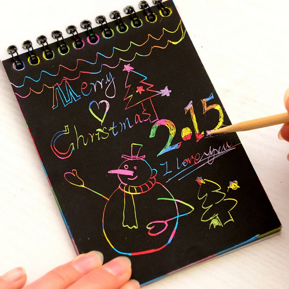 

Magic Scratch Notebook Children DIY Black Pages Graffiti Notebook Kids Creative Painting Notepad Drawing Book