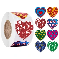 500pcsroll colorful heart shaped sticker for kids stationery seals labels wedding valentines day gift packaging decor stickers