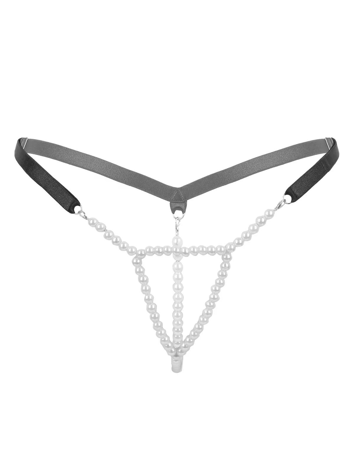 Black-Type B Сексуальные женские Дамские Эротические Нижнее белье Мини Трусики низкая посадка Т-образная спина открытая прикладом эластичные стринги с жемчугом стринги Нижнее белье Трусики-бикини - Цвет: Black-Type B