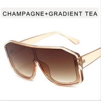 fashion champagne big face sunglasses woman large frame one piece sun shading goggles luxury black glasses uv400