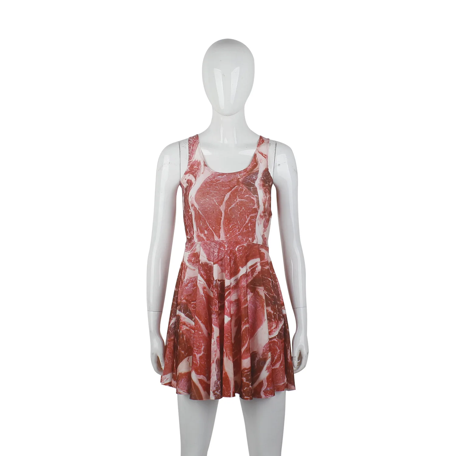 Женское плиссированное платье-трапеция без рукавов с 3D рисунком сашими для