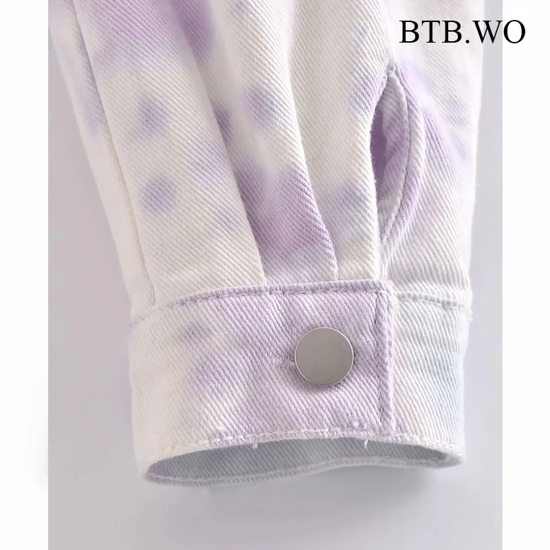 

BTB.WO Za 2 Pieces Sets Women Fashion Tie-Dyed Print Denim Jackets Coat And High Waist Shorts Women Two Pieces Sets