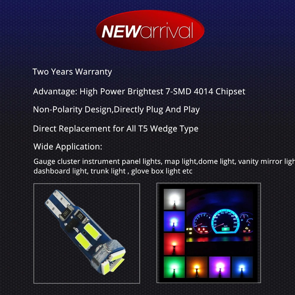 WLJH 100X яркий T5 Клин светодиодные без полярности 286 2721 Замена приборной панели