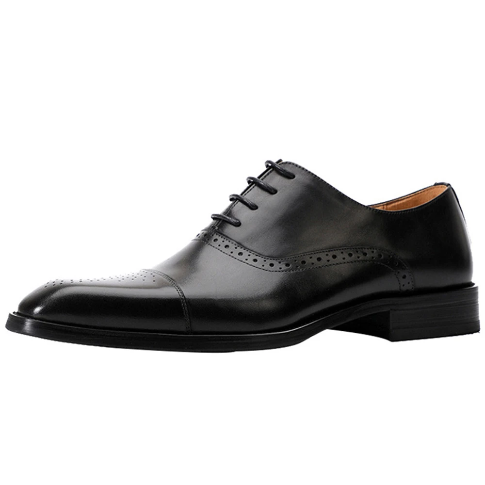 

Leather Business Suits Man Shoes Square Head Derby Lace Up Carved Formal