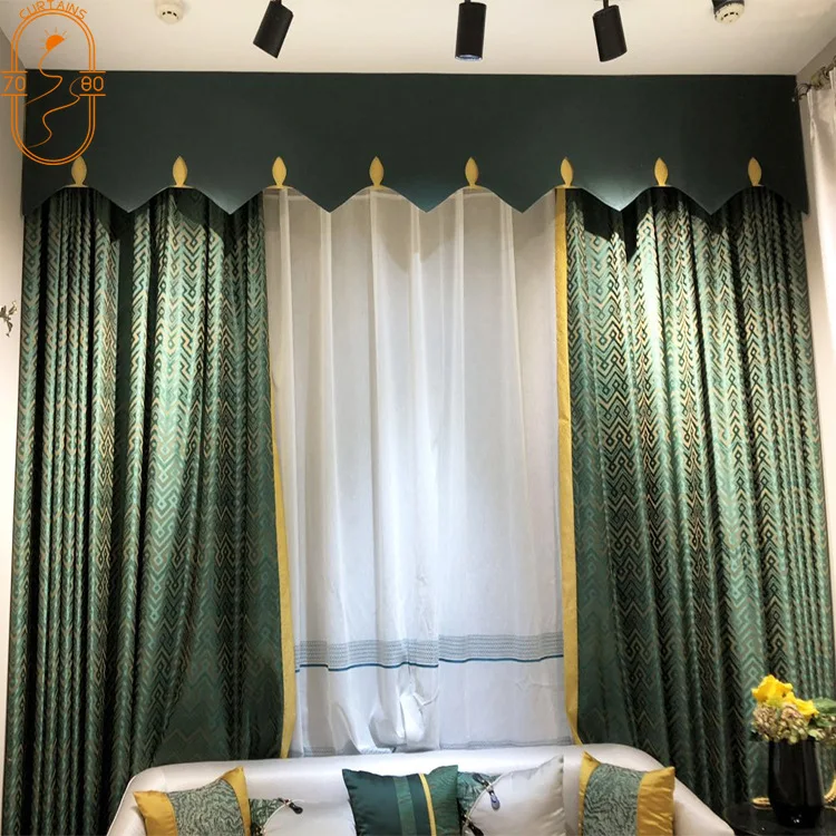 

European-style High-end Curtains Imitation Silk Semi-blackout Curtains for Living Room and Bedroom Balcony Curtains