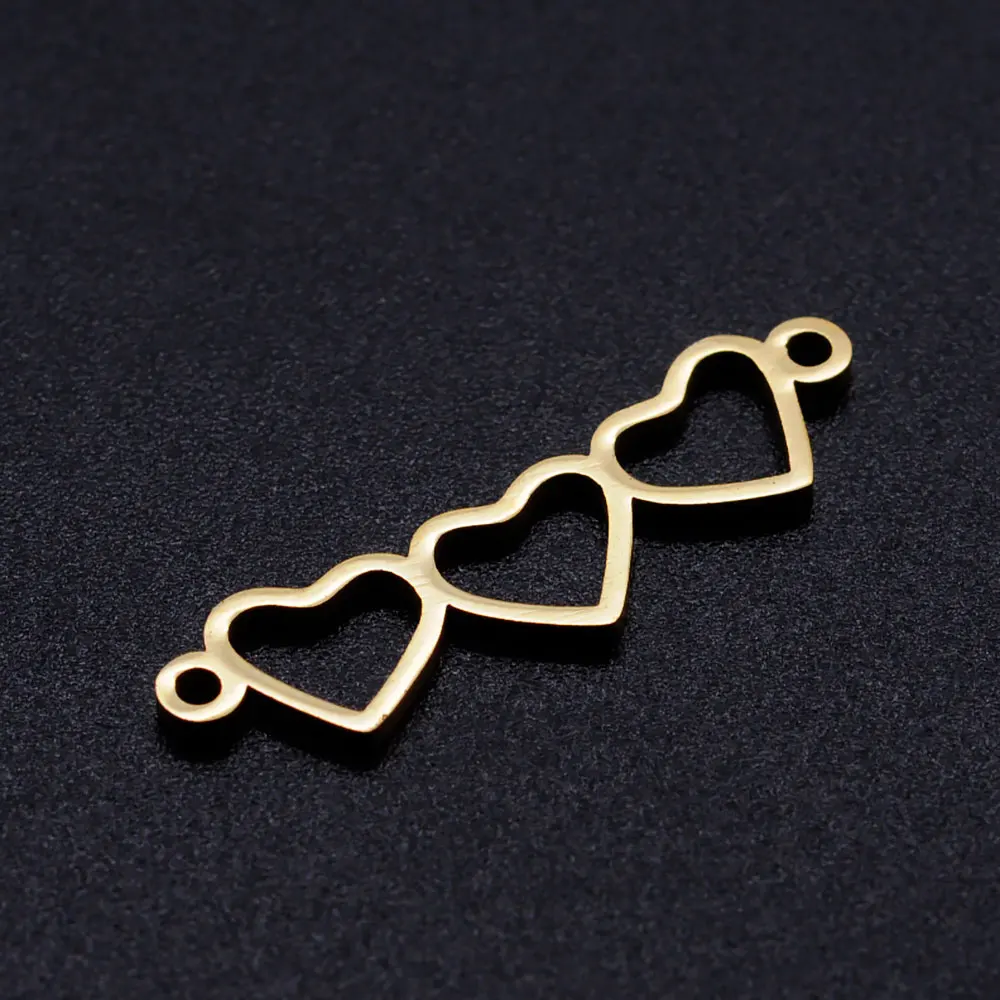 

5pcs/lot 3 Hearts Stainless Steel DIY Connector Charms Wholesale Connectors for Bracelet Making OEM Connectors Charm Accepted