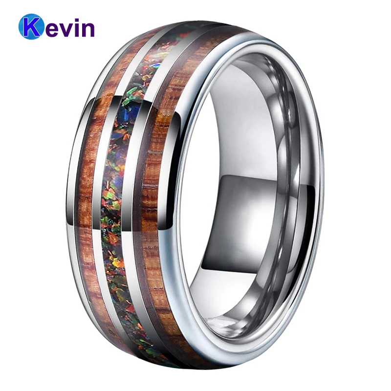 8 мм опал кольцо Вольфрам Карбидное Свадебные заниматься Для мужчин t для женщин с