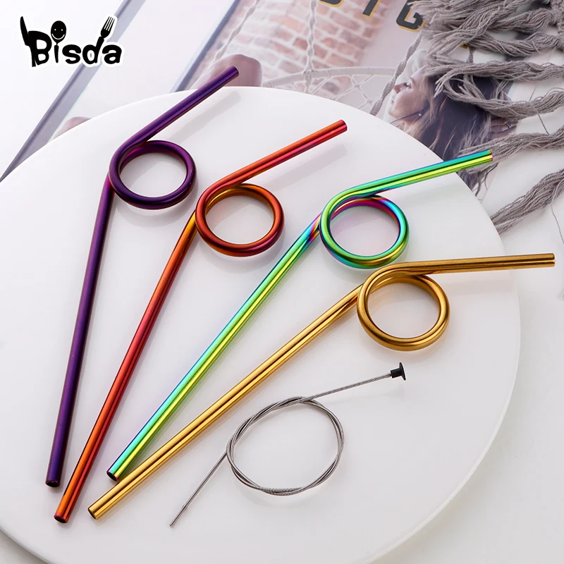 8 шт. соломинки из нержавеющей стали + 1 щетка многоразовая Питьевая соломинка