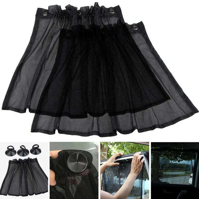 2 шт. Автомобильная Защитная шторка для окон Солнцезащитная с присоской черная